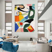 Load image into Gallery viewer, “Colorful Curved Shapes Collage” - Multicolor Abstract Art on Canvas DKH1186