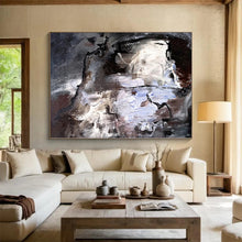 Load image into Gallery viewer, Hand - painted Extensive Monochrome Abstract Contours Acrylic Art for Modern Studies LargeART0048
