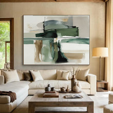 Load image into Gallery viewer, Custom Large Green - Gray Abstract Fusion - Great for Sustainable Workplace & Nature - Themed Lounge LargeART0763