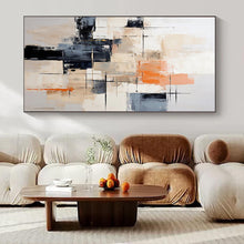 Load image into Gallery viewer, Oversized Hand - painted Neutral & Orange Abstract Acrylic Art for Modern Offices LargeART0175