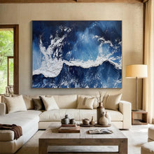 Load image into Gallery viewer, Textured Blue and White Ocean Waves Acrylic Art - Suited for Nautical - themed Living Room & Coastal Spa LargeART0669