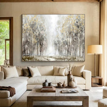Load image into Gallery viewer, Abstract Forest Painting on Canvas - “Golden Pathway” DKH737