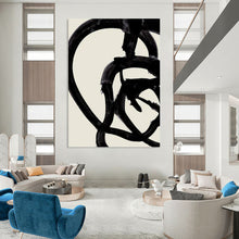 Load image into Gallery viewer, Bold Black Line Abstract Art, Perfect for Edgy Lounge & Modern Gallery LargeART2317