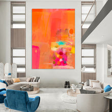 Load image into Gallery viewer, Energetic Bright Orange Abstract Collage, Ideal for Modern Fitness Studio & Bold Retail Space LargeART2002