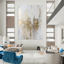 Load image into Gallery viewer, “Gold - Accented White Abstract” Abstract Painting on Canvas, Luxe Wall Art DKH1006