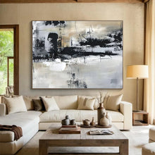 Load image into Gallery viewer, Black & White Abstract - Sophisticated Living Room Art LargeART1565