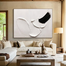 Load image into Gallery viewer, Black - White Abstract “Bold Strokes” Painting on Canvas, Dramatic Modern Art DKH909