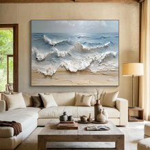 Load image into Gallery viewer, Impasto “Crashing Ocean Waves” Painting on Canvas, Dramatic Seaside Art DKH796