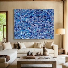 Load image into Gallery viewer, Blue - White Splatter Art for Creative Studio & Eclectic Lounge LargeART0886