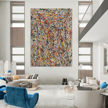 Load image into Gallery viewer, Pollock - Inspired Chaotic Color Streams Abstract Painting - Great for Game Room & Creative Den LargeART2345