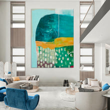 Load image into Gallery viewer, Teal, Orange & Green Abstract Painting, Perfect for Eclectic Living Room & Vibrant Studio LargeART1847