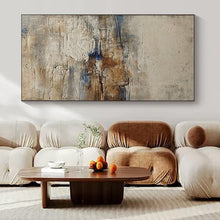 Load image into Gallery viewer, Neutral Textured Abstract with Blue and Brown Art for Coastal - inspired Living Room & Artisanal Café LargeART0969