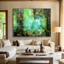 Load image into Gallery viewer, “Lush Green Glow” Abstract Forest Painting on Canvas, Nature - Inspired Art DKH921