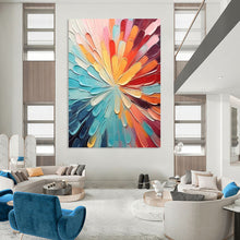 Load image into Gallery viewer, “Rainbow Petal Burst” – Textured Floral Oil Painting with Radiating Colors DTP288