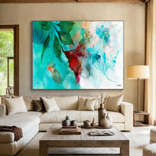 Load image into Gallery viewer, Turquoise Floral & Aquatic Abstract Painting on Canvas DKH538