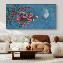 Load image into Gallery viewer, Blue Sky & Pink Roses Abstract Painting, Ideal for Romantic Bedroom & Cozy Garden Café LargeART1454