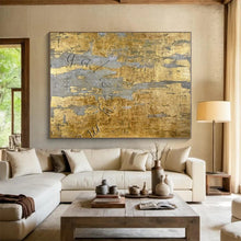 Load image into Gallery viewer, Gold - Gray Textured “Gallery” Art for High - End Art Gallery & Sophisticated Office LargeART0888