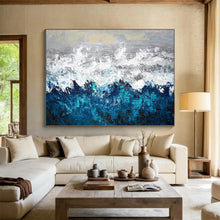 Load image into Gallery viewer, Abstract Sea Wave Painting for a Vibrant Dining Room Ambiance LargeART1601