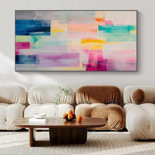 Load image into Gallery viewer, Colorful Transparent Rectangles Abstract Canvas Painting, Great for Modern Office & Eclectic Gallery LargeART1177