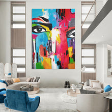 Load image into Gallery viewer, Abstract Expressionist Face Art, Bold Color - Dripped Painting for Creative Studio & Eclectic Living Room LargeART2220