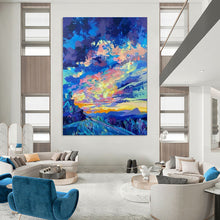 Load image into Gallery viewer, Blue & Orange Abstract Landscape Art, Perfect for Adventurous Living Room & Inspirational Office LargeART2112