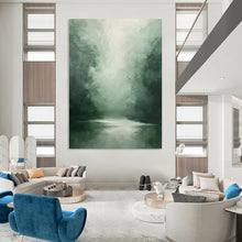 Load image into Gallery viewer, “Misty Green Forest River” - Impressionistic Abstract Acrylic DTP024