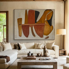 Load image into Gallery viewer, Earth - Toned Shapes Abstract Art for Mid - Century Modern Home & Artistic Café DKH094