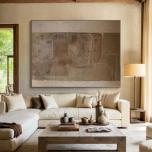 Load image into Gallery viewer, Large - Format Textured Brown - Beige Abstract Art for Rustic Home Office & Cozy Library LargeART0520