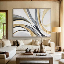 Load image into Gallery viewer, Massive Gold, Gray, and White Swirl Acrylic for Luxury Bedroom & Sophisticated Office LargeART0320