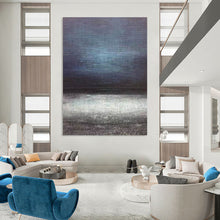 Load image into Gallery viewer, Dark Blue and Gray Abstract Horizon – Minimalist Acrylic with Subtle Gradients DTP259