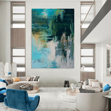 Load image into Gallery viewer, Turquoise & Green Abstract Creation, Great for Coastal Home Office & Artistic Lounge LargeART2286
