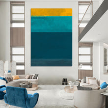Load image into Gallery viewer, “Yellow, Teal and Blue Color - Block” - Modern Abstract Art on Canvas DKH1623