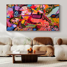 Load image into Gallery viewer, Colorful Abstract Collage 2 Canvas Painting, Suited for Bohemian Gallery & Vibrant Café LargeART1170