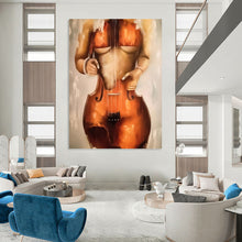 Load image into Gallery viewer, “Cello - Shaped Figure” - Surrealist Figurative Art on Canvas DKH1648