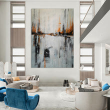 Load image into Gallery viewer, Gray & Orange Abstract River Landscape, Ideal for Modern Living Room & Art - Filled Study LargeART1973
