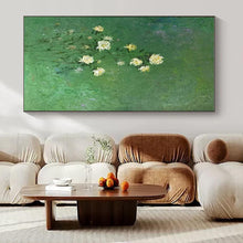 Load image into Gallery viewer, White Flowers on Green Abstract Painting, Ideal for Nature - Lover’s Bedroom & Botanical Café LargeART1453