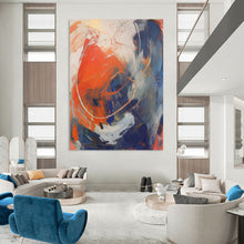 Load image into Gallery viewer, “Dynamic Orange and Blue Swirls” – Energetic Abstract with Bold Color Movement DTP133