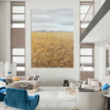 Load image into Gallery viewer, “Golden Field Minimalist Landscape” - Subtle Toned Rural Art on Canvas DKH1434