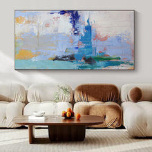 Load image into Gallery viewer, Blue - Toned Abstract Composition Painting, Suited for Coastal Living Room & Serene Reading Nook LargeART1386