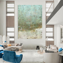 Load image into Gallery viewer, “Teal & Brown Textured Abstract” - Rustic Abstract Art on Canvas DKH1472