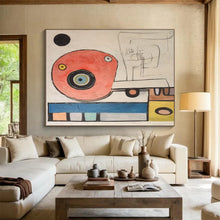 Load image into Gallery viewer, Whimsical Circular Creature Red, Blue & Playful Patterns on Canvas DLZ004