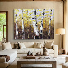 Load image into Gallery viewer, Golden Aspen Forest Abstract Painting on Canvas - “Autumn’s Embrace” DKH626