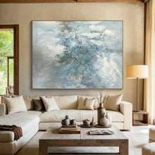 Load image into Gallery viewer, Enormous Light Blue Abstract Bloom Acrylic for Elegant Dining Room LargeART0297