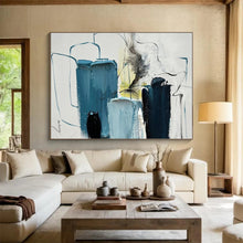 Load image into Gallery viewer, Custom Large Dynamic Blue Abstract - Perfect for Creative Studio & Trendy Bar LargeART0779