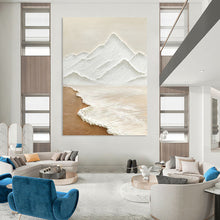 Load image into Gallery viewer, “Textured Mountain & Sea” – Minimalist Relief Painting with Neutral Tones DTP273