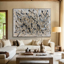 Load image into Gallery viewer, Black & White Splatter - Edgy Living Room Art LargeART1588