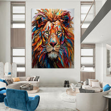 Load image into Gallery viewer, Colorful Mixed - Media Lion Art, Perfect for Eclectic Kids’ Room & Bold Office LargeART2136