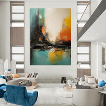 Load image into Gallery viewer, “Vibrant Urban Abstraction” Abstract Cityscape Painting on Canvas, Energetic Metropolitan Art DKH928