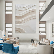 Load image into Gallery viewer, “Textured White Waves” Abstract Painting on Canvas, Minimalist Bathroom Decor DKH1024