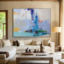 Load image into Gallery viewer, Large - Format Hand - painted Blue - Hued Abstract Chaos Acrylic Art for Creative Studios LargeART0222